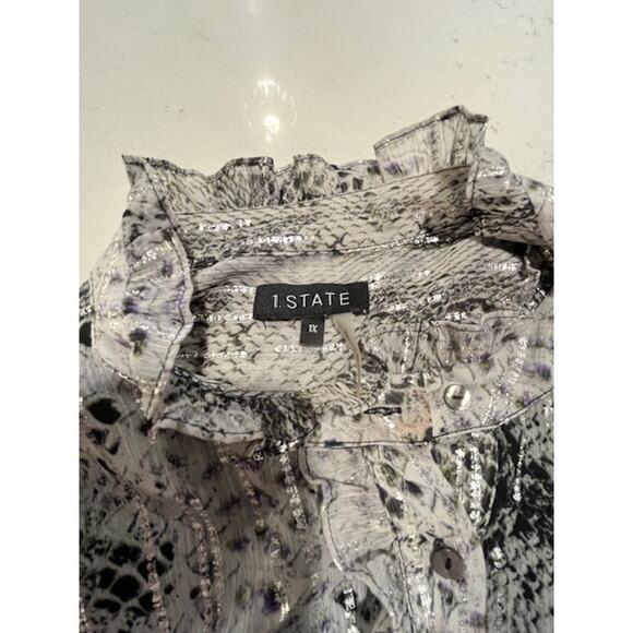 1. State Python Print Ruffle Lined Blouse Size 1X - Picture 8 of 12
